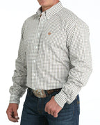 CINCH Shirts Cinch Men's White & Brown Plaid Button Up Western Shirt MTW1105983