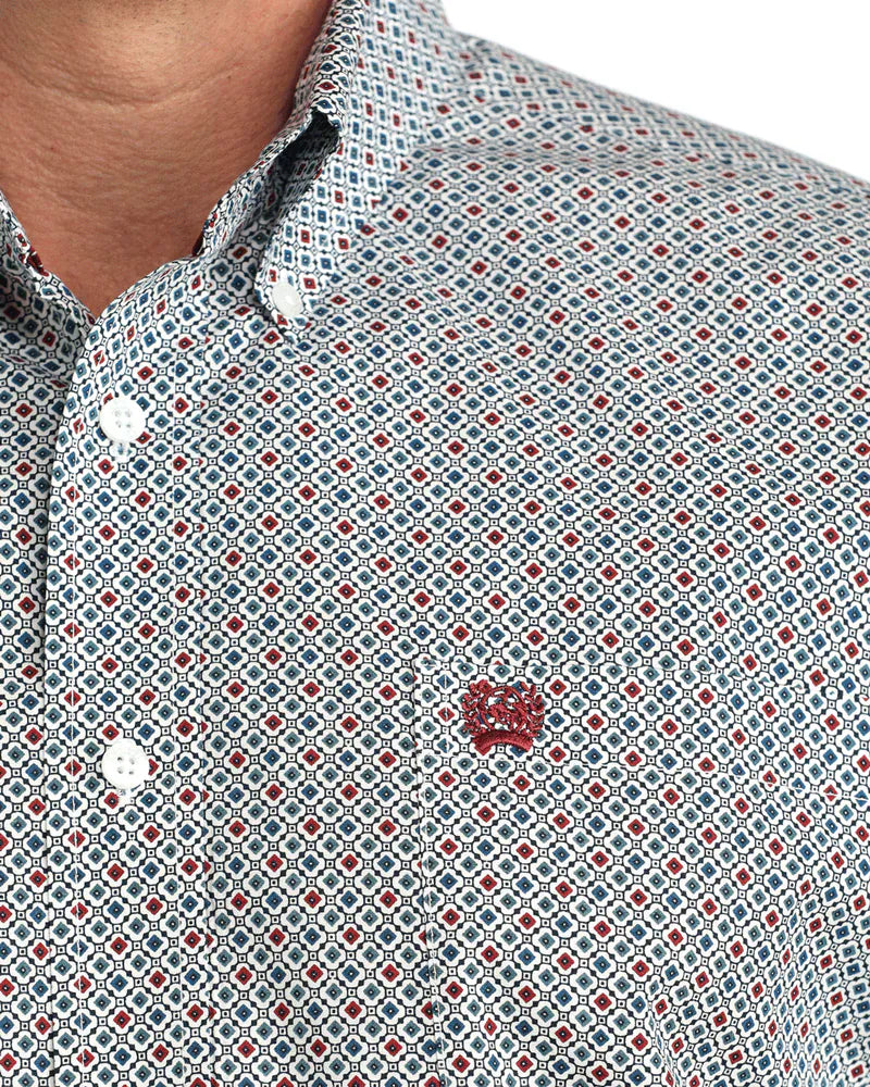 CINCH Shirts Cinch Men's White Geometric Button Down Western Shirt MTW1106050