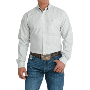 Cinch Shirts Cinch Men's White Plaid Long Sleeve Button Down Western Shirt MTW1105701