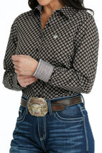 Cinch Shirts Cinch Women's Brown Long Sleeve Button Down Western Shirt MSW9164214