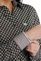 Cinch Shirts Cinch Women's Brown Long Sleeve Button Down Western Shirt MSW9164214