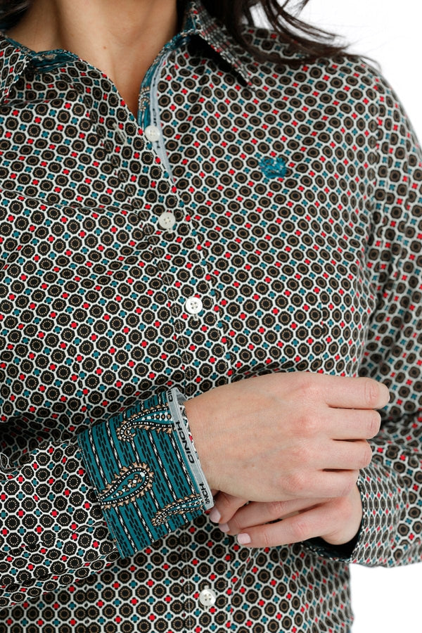 Cinch Women's Button Down Western Shirt Multi, S - MSW9164207