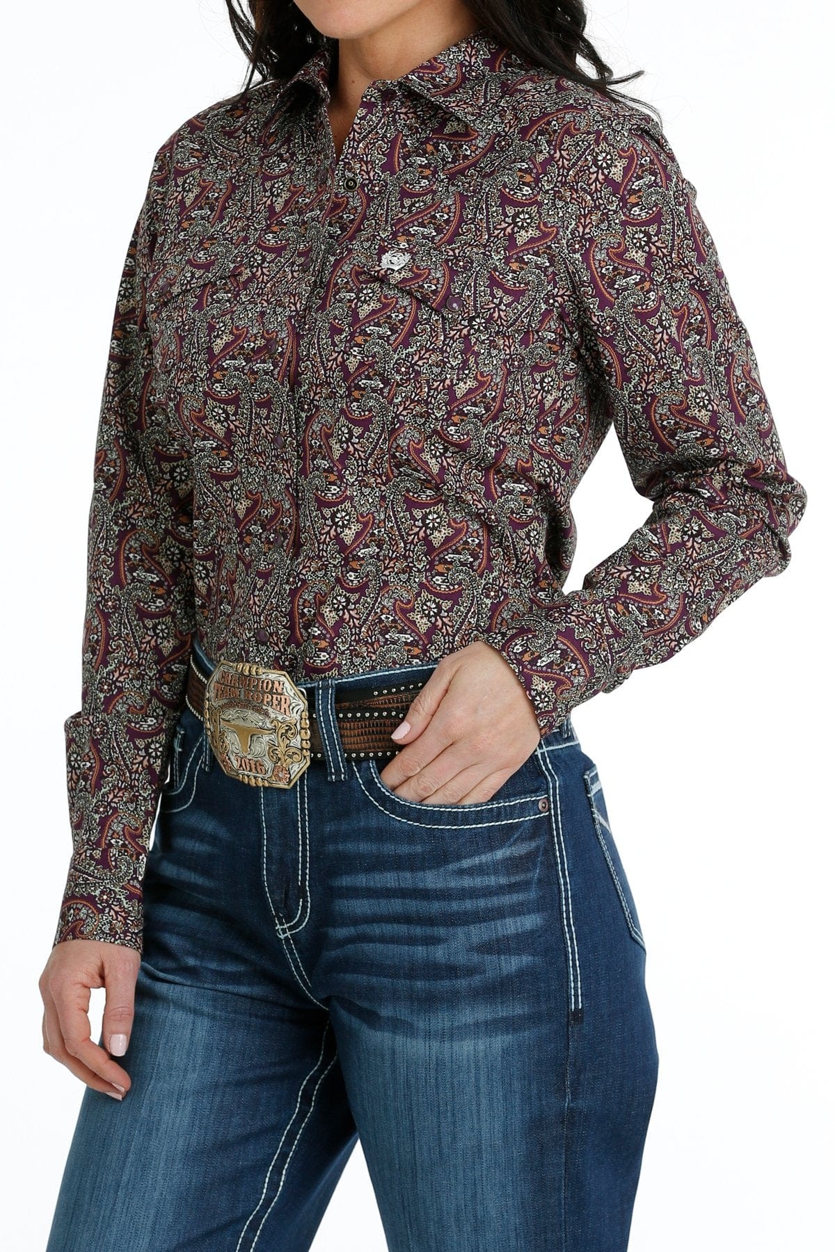 Cinch Women's Purple Long Sleeve Western Snap Shirt MSW9201045
