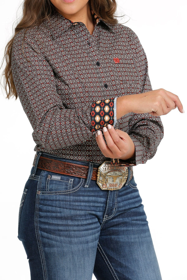 Cinch Women's Button Down Western Shirt Multi, M - MSW9164207