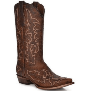 CIRCLE G BOOTS Boots Circle G Men's Brown Embroidered Leather Western Cowboy Boots L5782