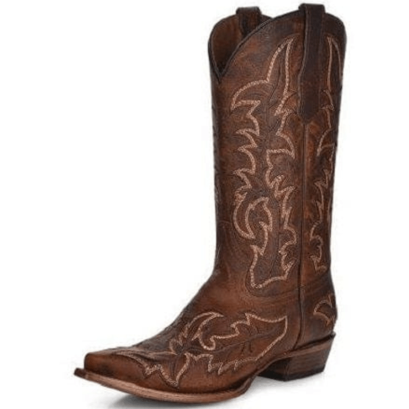CIRCLE G BOOTS Boots Circle G Men's Brown Embroidered Leather Western Cowboy Boots L5782
