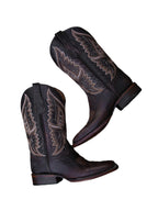 CIRCLE G BOOTS Boots Circle G Men's Chocolate Embroidery Wide Square Toe Western Boots L6296