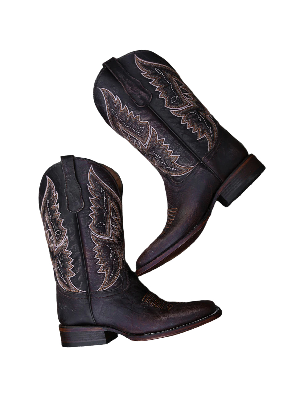 CIRCLE G BOOTS Boots Circle G Men's Chocolate Embroidery Wide Square Toe Western Boots L6296