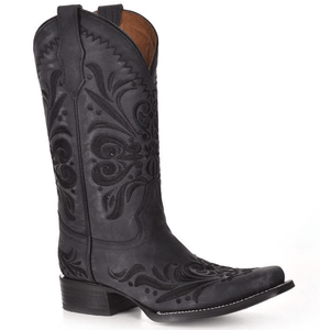 CIRCLE G BOOTS Boots Circle G Women's Black Embroidery Square Toe Western Boots L5464