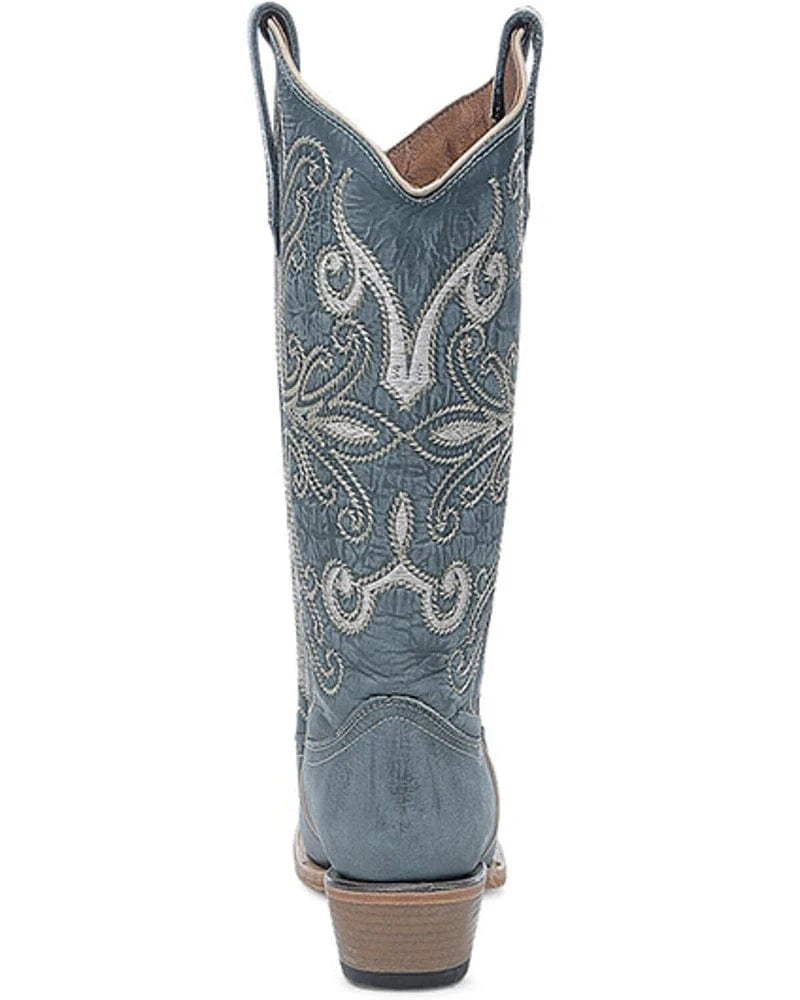 CIRCLE G BOOTS Boots Circle G Women's Blue & Embroidered Snip Toe Western Boots L6275