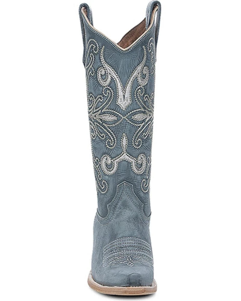 CIRCLE G BOOTS Boots Circle G Women's Blue & Embroidered Snip Toe Western Boots L6275