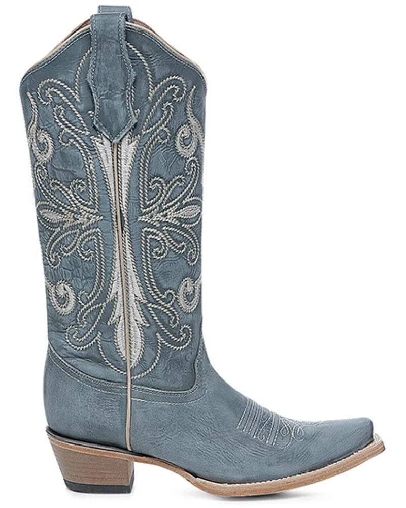 CIRCLE G BOOTS Boots Circle G Women's Blue & Embroidered Snip Toe Western Boots L6275