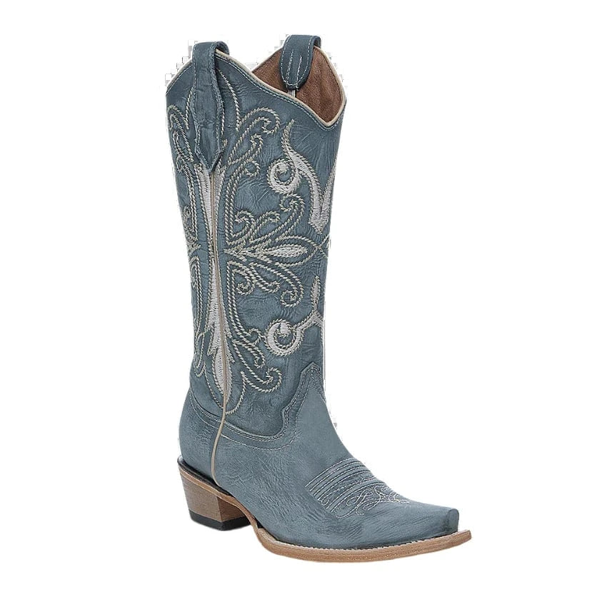CIRCLE G BOOTS Boots Circle G Women's Blue & Embroidered Snip Toe Western Boots L6275