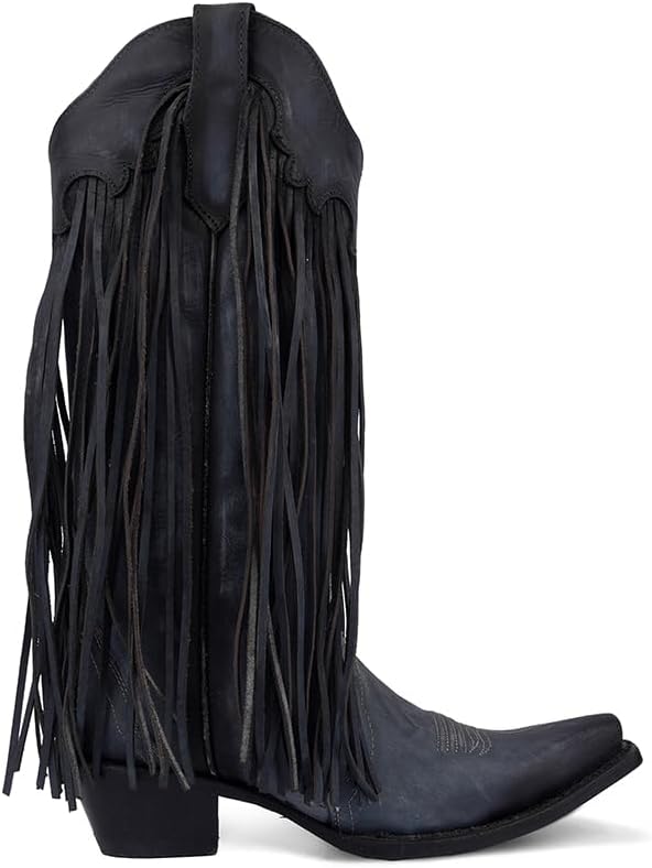 CIRCLE G BOOTS Boots Circle G Women's Blue Fringes Snip Toe Western Boots L6074