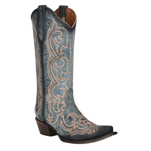 CIRCLE G BOOTS Boots Circle G Women's Blue Jean Embroidery Snip Toe Western Boots L5869