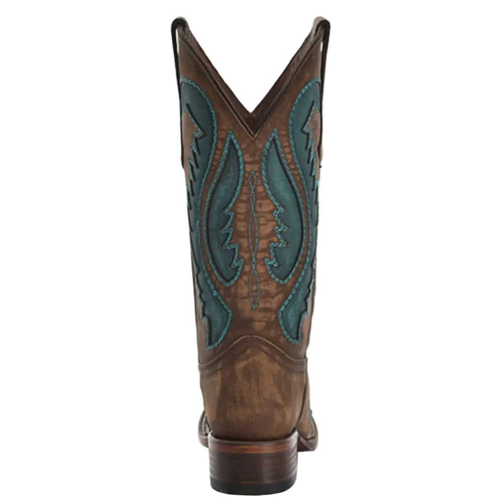 CIRCLE G BOOTS Boots Circle G Women's Brown & Turquoise Inlay Embroidered Western Boots L6128