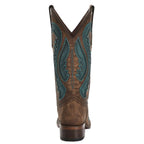 CIRCLE G BOOTS Boots Circle G Women's Brown & Turquoise Inlay Embroidered Western Boots L6128