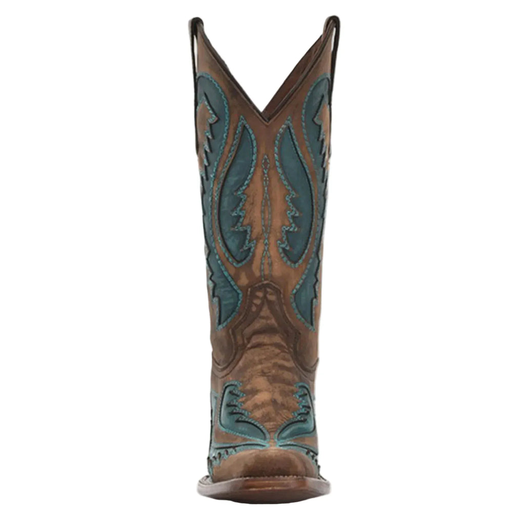 CIRCLE G BOOTS Boots Circle G Women's Brown & Turquoise Inlay Embroidered Western Boots L6128