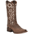 CIRCLE G BOOTS Boots Circle G Women's Chocolate Cutout & Embroidery Square Toe Western Boots L6006