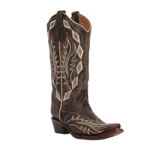Circle G Women's Chocolate Laser & Embroidered Western Boot L6285