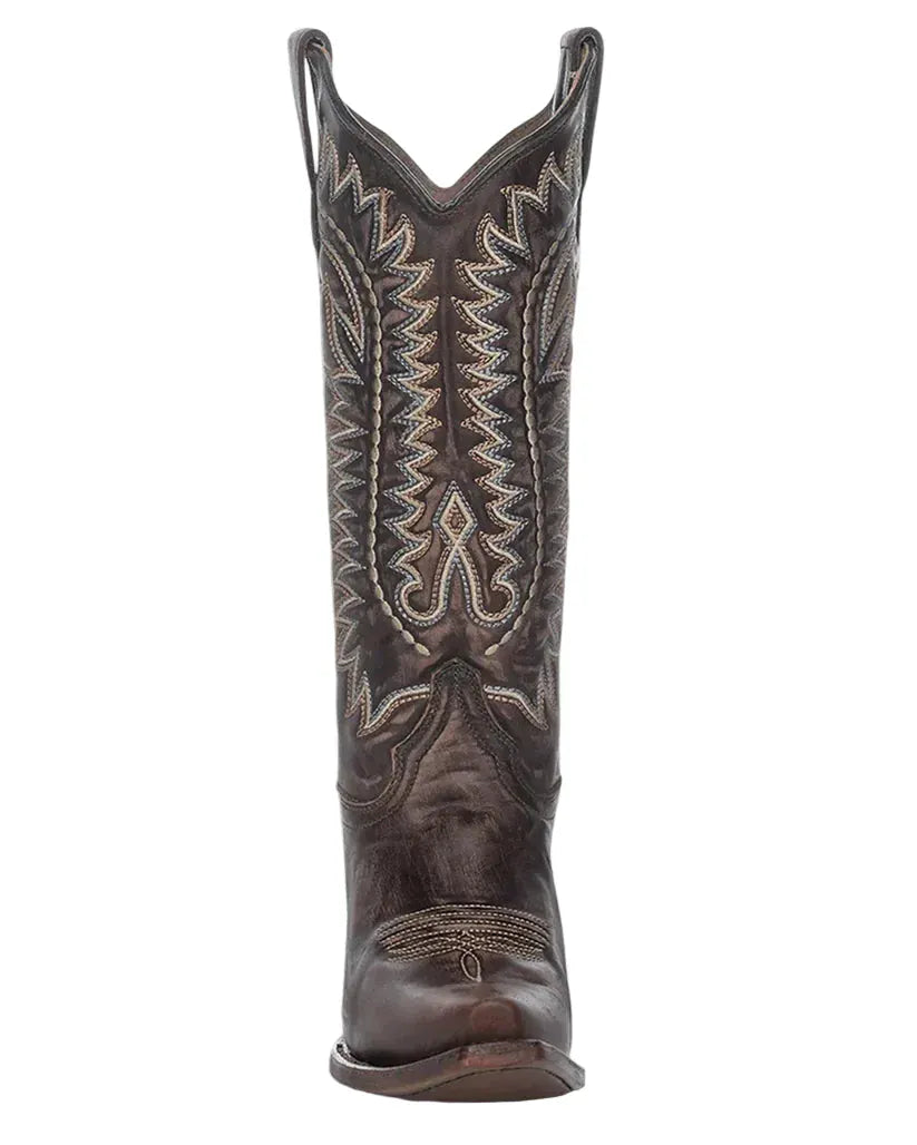 CIRCLE G BOOTS Boots Circle G Women's Dark Brown Embroidered Snip Toe Western Boots L8014
