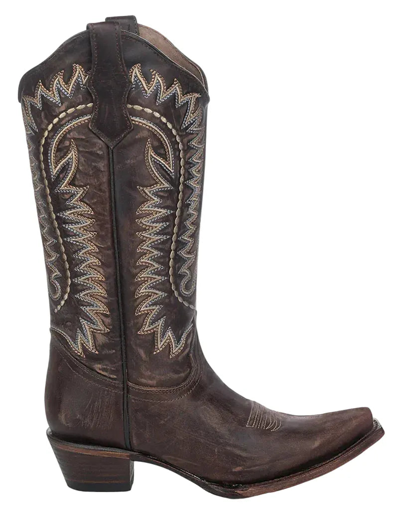 CIRCLE G BOOTS Boots Circle G Women's Dark Brown Embroidered Snip Toe Western Boots L8014