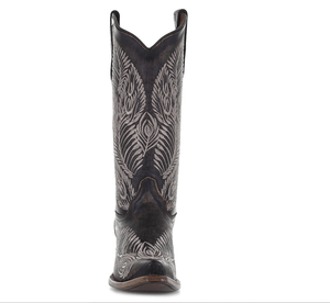 CIRCLE G BOOTS Boots Circle G Women's Dark Brown Feather Embroidered Snip Toe Western Boots L5790