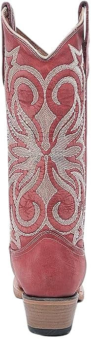 CIRCLE G BOOTS Boots Circle G Women's Deep Red Embroidered Snip Toe Western Boot L6271