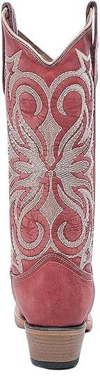 CIRCLE G BOOTS Boots Circle G Women's Deep Red Embroidered Snip Toe Western Boot L6271