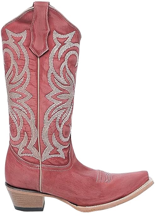 CIRCLE G BOOTS Boots Circle G Women's Deep Red Embroidered Snip Toe Western Boot L6271