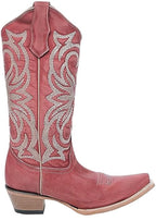 CIRCLE G BOOTS Boots Circle G Women's Deep Red Embroidered Snip Toe Western Boot L6271