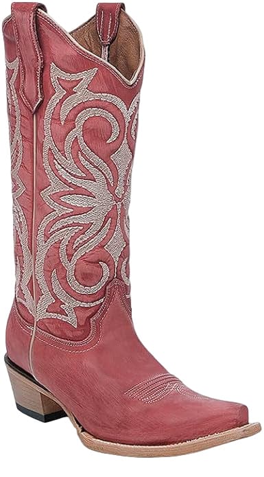 CIRCLE G BOOTS Boots Circle G Women's Deep Red Embroidered Snip Toe Western Boot L6271