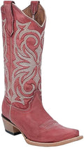 CIRCLE G BOOTS Boots Circle G Women's Deep Red Embroidered Snip Toe Western Boot L6271