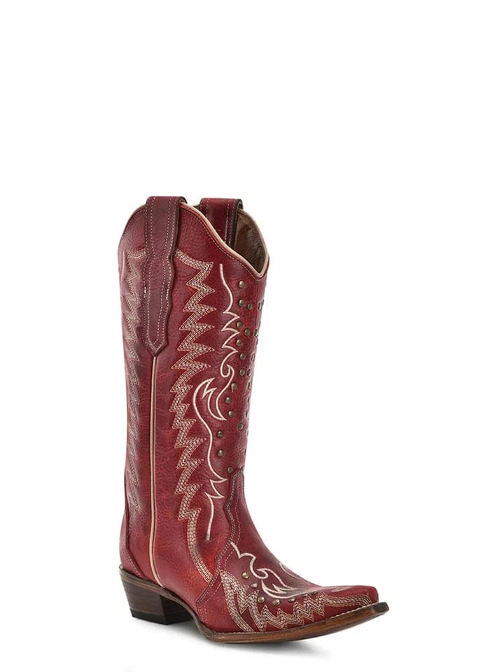 CIRCLE G BOOTS Boots Circle G Women's Embroidery & Stueds Red Western Boot L6117