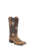 CIRCLE G BOOTS Boots Circle G Women's Floral Sand Embroidery & Inlay Western Boots L6236