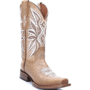 CIRCLE G BOOTS Boots Circle G Women's Straw Laser Embroidered Western Boots J8005