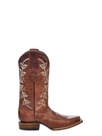 CIRCLE G BOOTS Boots Corral Women's Cognac Embroidered Square Toe Western Boot L2000