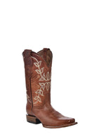 CIRCLE G BOOTS Boots Corral Women's Cognac Embroidered Square Toe Western Boot L2000