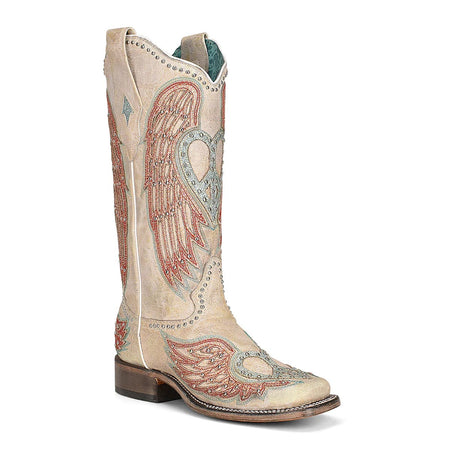 Corral Women s Bone Heart Wings Bone Square Toe Western Boots A4314 Russell s Western Wear Inc