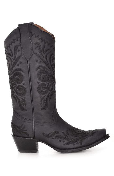 CORRAL BOOTS Boots Circle G Women's Black Filigree Embroidery Snip Toe Western Boots L5433