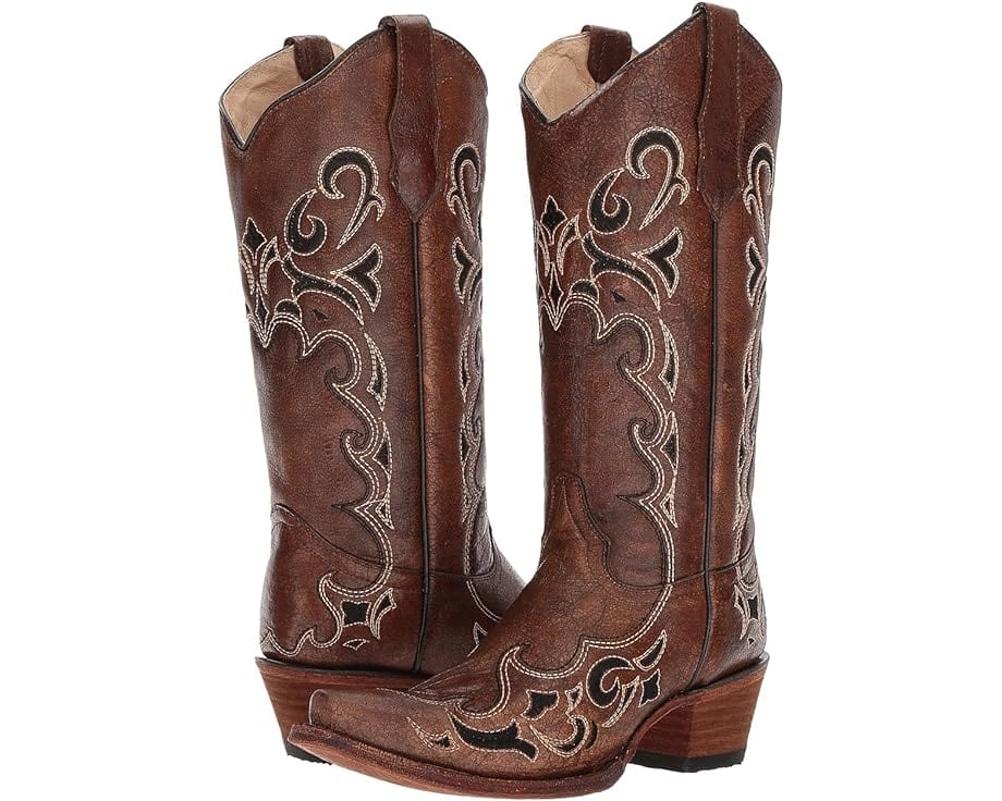 CORRAL BOOTS Boots Circle G Women's Brown Side Embroidery Snip Toe Western Boots L5247