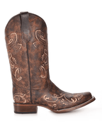 CORRAL BOOTS Boots Circle G Women's Distressed Brown/Bone Dragonfly Embroidery Square Toe Cowgirl Boots
