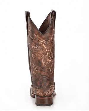 CORRAL BOOTS Boots Circle G Women's Distressed Brown/Bone Dragonfly Embroidery Square Toe Cowgirl Boots