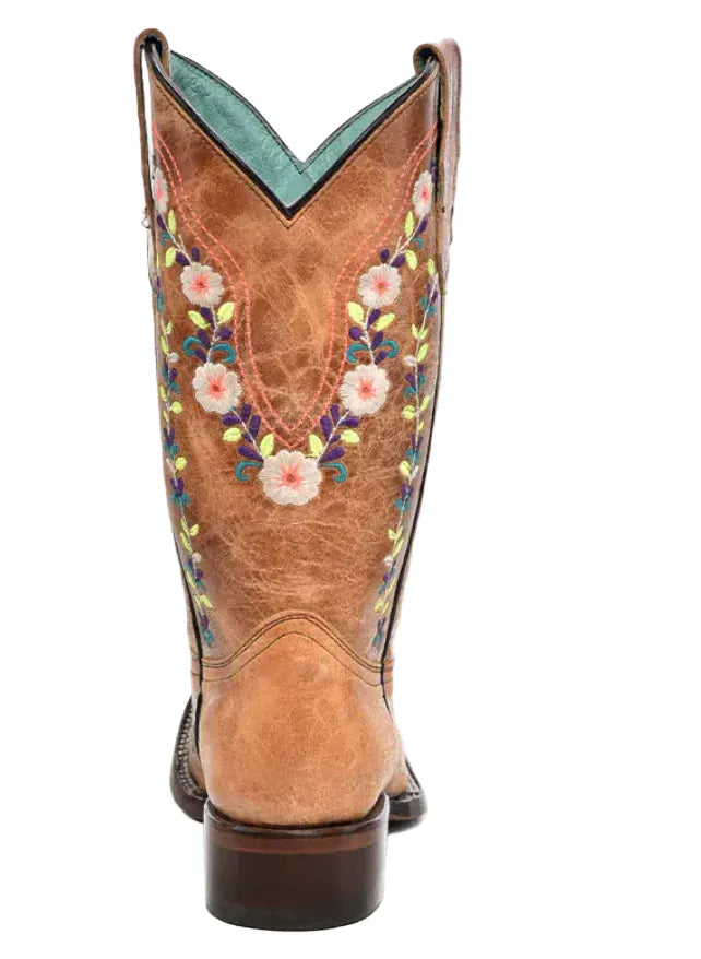CORRAL BOOTS Boots Corral Girl's Floral & Honey Embroidered Western Boots T0161