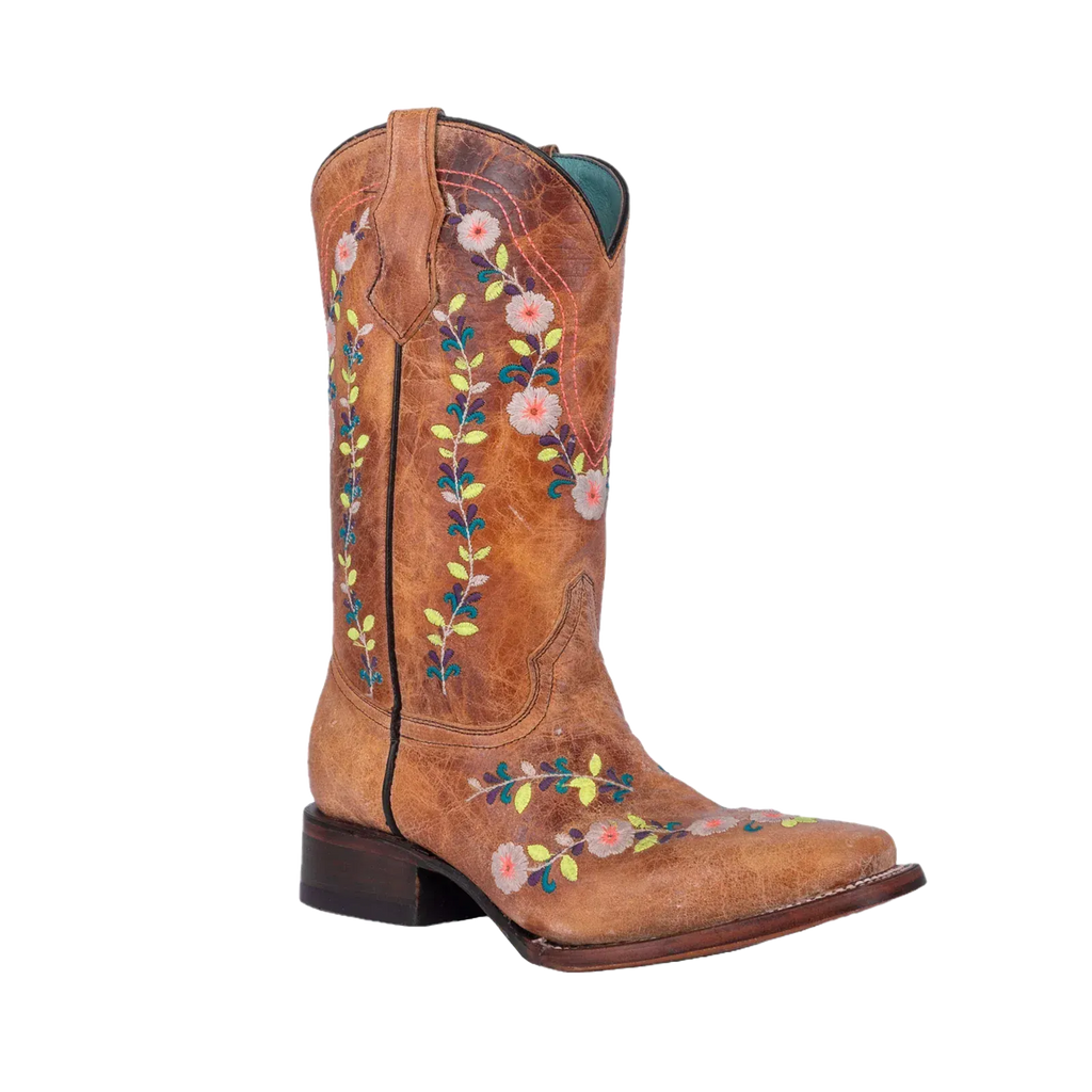 CORRAL BOOTS Boots Corral Girl's Floral & Honey Embroidered Western Boots T0161