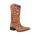 CORRAL BOOTS Boots Corral Girl's Floral & Honey Embroidered Western Boots T0161
