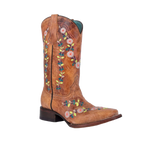 CORRAL BOOTS Boots Corral Girl's Floral & Honey Embroidered Western Boots T0161
