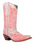 CORRAL BOOTS Boots Corral Girl's Pearl Pink Embroidered Snip Toe Western Boots T0157