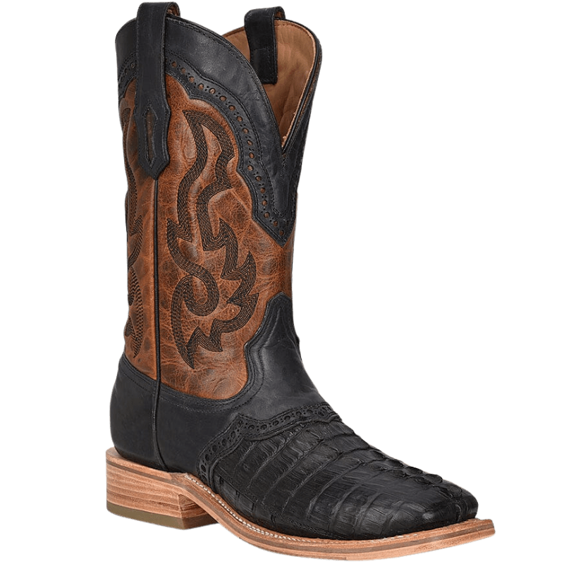 Corral Men s Black Caiman Embroidered Overlay Rodeo Western Boots A4282