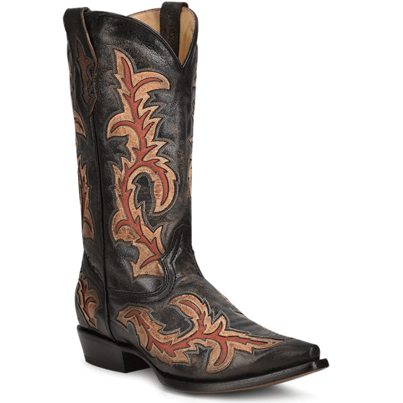 CORRAL BOOTS Boots Corral Men's Black Inlay & Embroidery Western Boots C3883